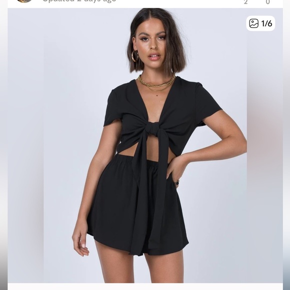 Princess Polly Elegant Black Tie-Front Playsuit - Picture 1 of 2